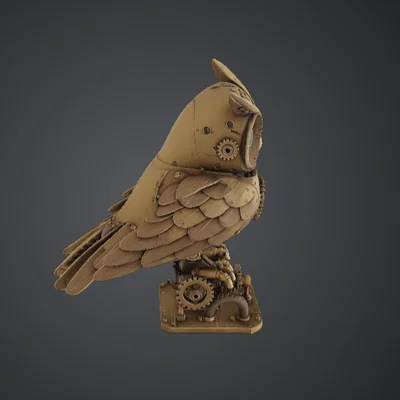 Cú Mèo Steampunk Clockwork – Tượng Cú Cơ Khí Bánh Răng