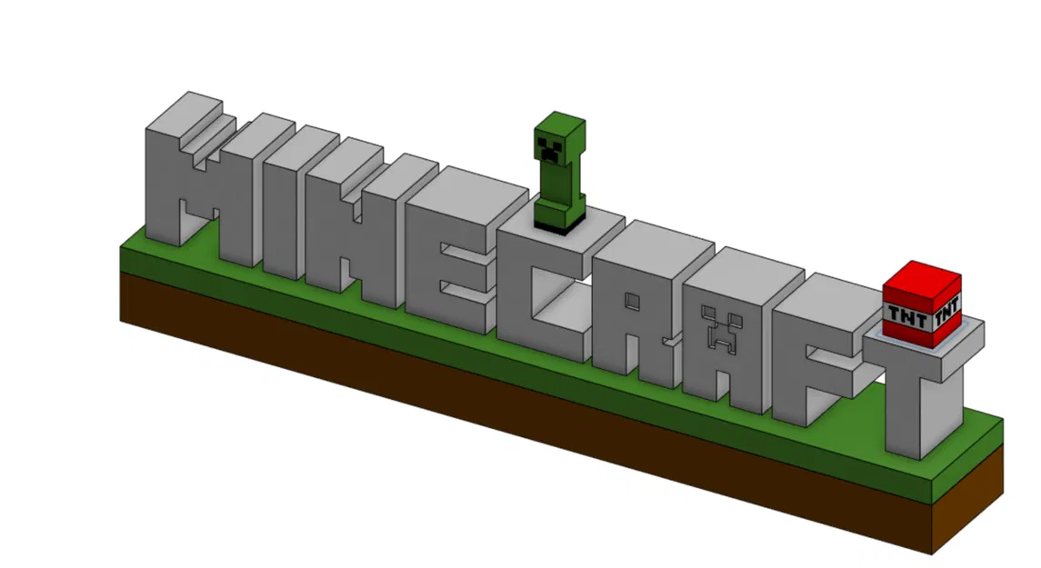Mô hình trang trí logo Minecraft 3D kèm Creeper và TNT - Image 1