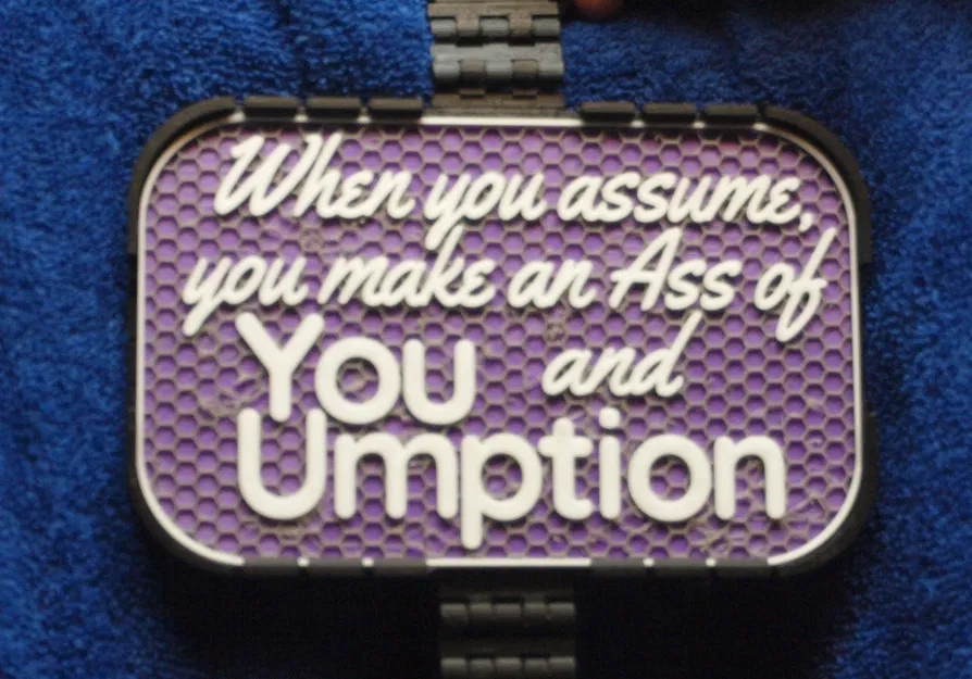 Bảng hiệu 'Assumptions' - Câu nói kinh điển - Image 1