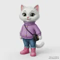 Mô hình mèo trắng thời trang in 3D (White cat figure) - Thumbnail 1