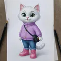 Mô hình mèo trắng thời trang in 3D (White cat figure) - Thumbnail 2