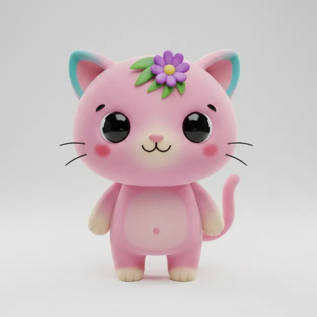 Mô hình chú mèo hồng đáng yêu trang trí bàn làm việc cực xinh - Image 1