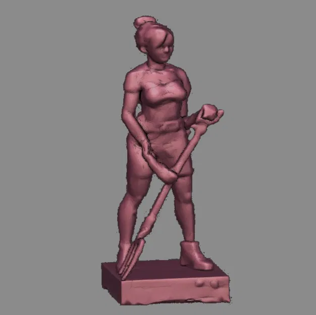 Mô hình 3D cô gái nông dân trẻ cầm nĩa in FDM không cần support - Image 1