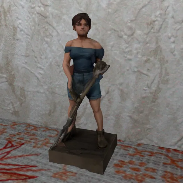 Mô hình 3D cô gái nông dân trẻ cầm nĩa in FDM không cần support - Image 2