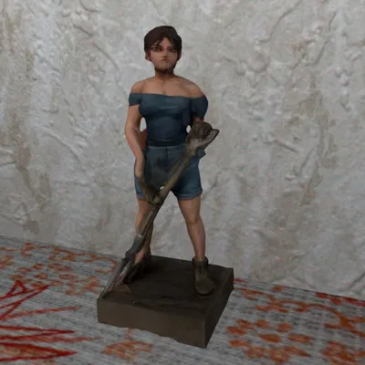 Mô hình 3D cô gái nông dân trẻ cầm nĩa in FDM không cần support