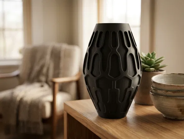 Bình hoa nghệ thuật hiện đại với họa tiết hình học - Image 1