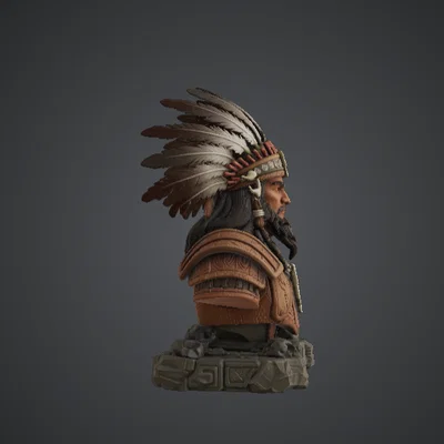 Tượng bán thân Tù trưởng Sấm sét – Pháp sư bộ lạc với mũ lông vũ
