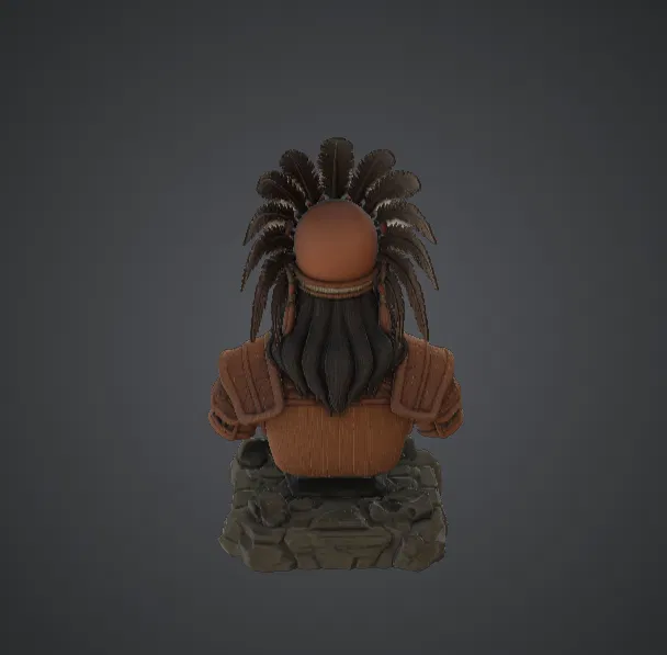 Tượng bán thân Tù trưởng Sấm sét – Pháp sư bộ lạc với mũ lông vũ - Image 3