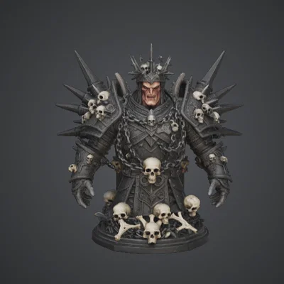 Tượng Bán Thân Skull Warlord – Vua Xương Dark Fantasy Với Bộ Giáp Gai