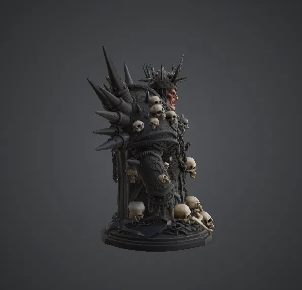 Tượng Bán Thân Skull Warlord – Vua Xương Dark Fantasy Với Bộ Giáp Gai - Image 2