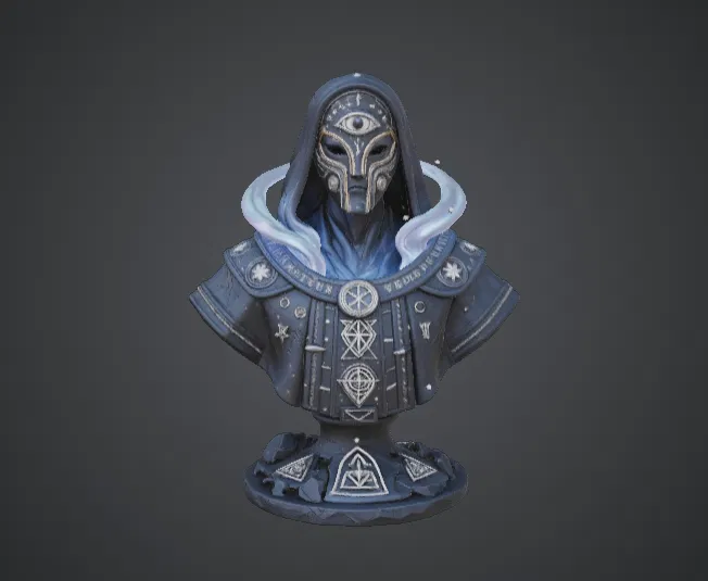 Tượng Bán Thân Mystic Oracle – Nhà Tiên Tri Huyền Bí với Mặt Nạ Con Mắt Thứ Ba - Image 1