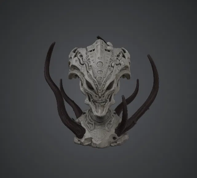 Tượng Bán Thân Alien Skull Horror – Đầu Quái Vật Ngoài Hành Tinh Vũ Trụ - Image 1