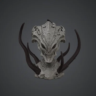 Tượng Bán Thân Alien Skull Horror – Đầu Quái Vật Ngoài Hành Tinh Vũ Trụ