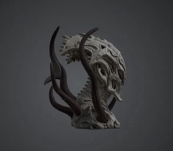 Tượng Bán Thân Alien Skull Horror – Đầu Quái Vật Ngoài Hành Tinh Vũ Trụ - Image 2