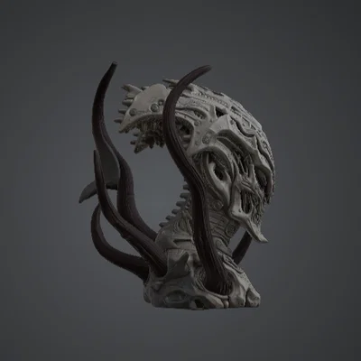Tượng Bán Thân Alien Skull Horror – Đầu Quái Vật Ngoài Hành Tinh Vũ Trụ