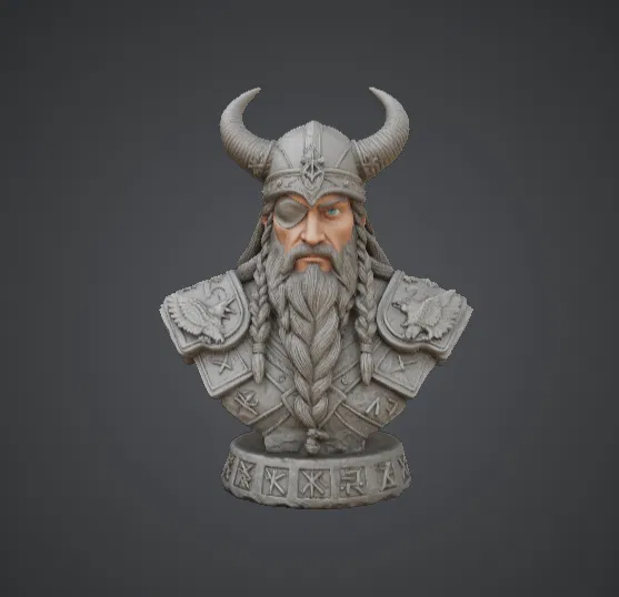 Tượng Bán Thân Chiến Tướng Viking – Chiến Binh Bắc Âu Với Mũ Có Sừng - Image 1
