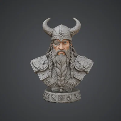 Tượng Bán Thân Chiến Tướng Viking – Chiến Binh Bắc Âu Với Mũ Có Sừng