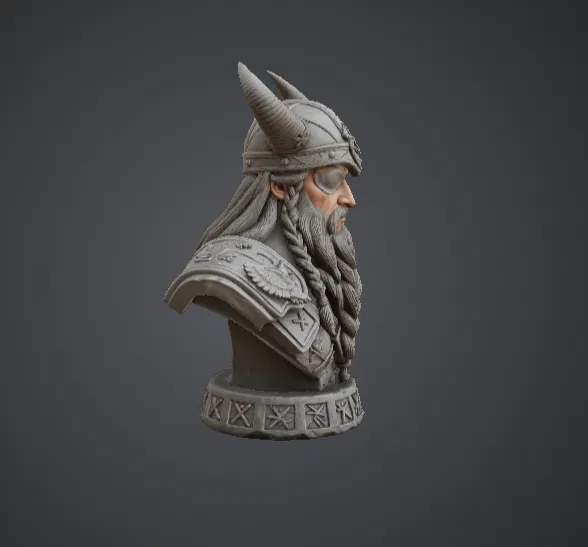 Tượng Bán Thân Chiến Tướng Viking – Chiến Binh Bắc Âu Với Mũ Có Sừng - Image 2