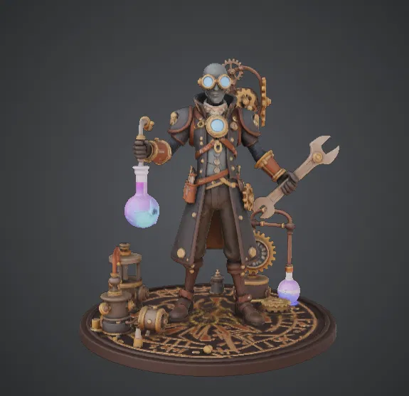 Steampunk Alchemist Engineer – Nhà Phát Minh Cơ Khí Với Bình Thuốc Giả Kim - Image 1