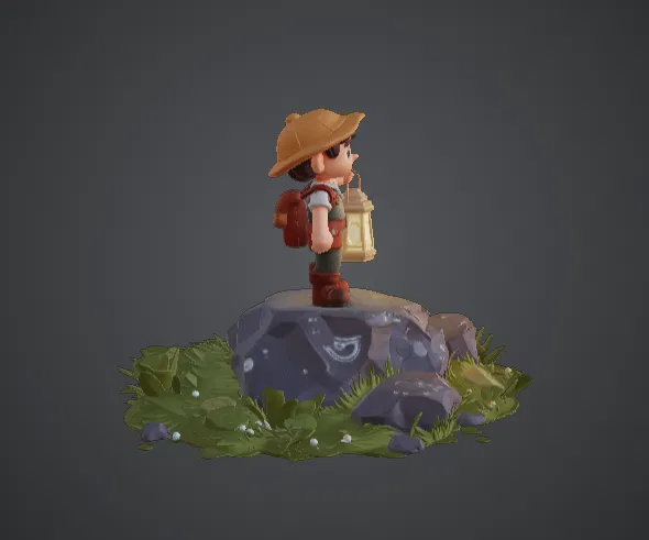 Cậu bé Thám hiểm Cầm đèn lồng Dễ thương – Tượng nhân vật phiêu lưu - Image 2