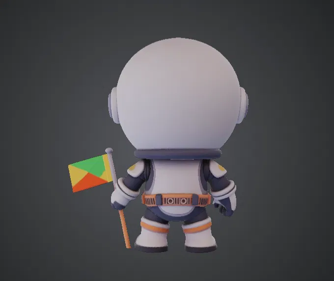 Phi hành gia người ngoài hành tinh dễ thương – Nhà thám hiểm vũ trụ hoạt hình cầm cờ - Image 2