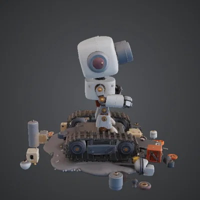 Cute Robot Mechanic – Robot Hoạt Hình Với Xích Xe Tăng