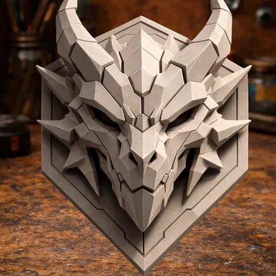 Tượng đầu rồng Low Poly treo tường trang trí decor nhà cửa cực đẹp