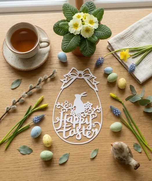 Mẫu trang trí trứng Phục sinh Happy Easter in 3D - Image 1