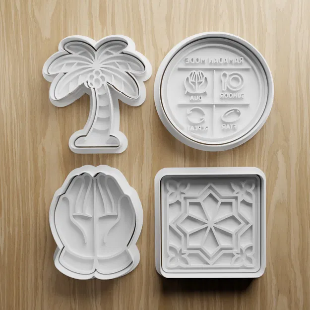 Bộ Khuôn Cắt Bánh Quy Chủ Đề Ramadan STL | Khuôn Cây Cọ & Họa Tiết Hồi Giáo 3D - Image 1