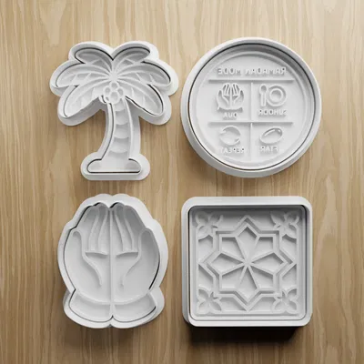 Bộ Khuôn Cắt Bánh Quy Chủ Đề Ramadan STL | Khuôn Cây Cọ & Họa Tiết Hồi Giáo 3D