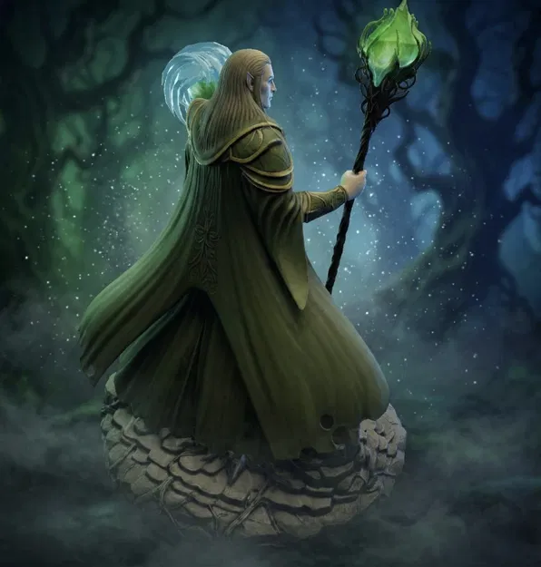 Bloodbound Realms – Elf – Arcane Warden Mage xứ Veiled Grove (Mô hình 3D STL Dark Fantasy) - Image 3