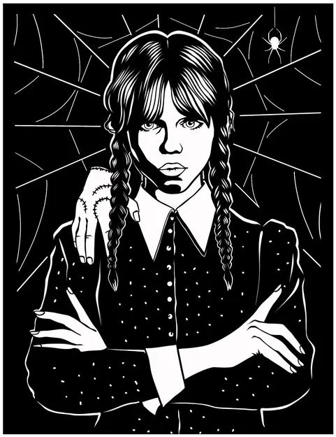 Tấm tranh treo tường 3D Wednesday Addams ấn tượng cho không gian sống - Image 1