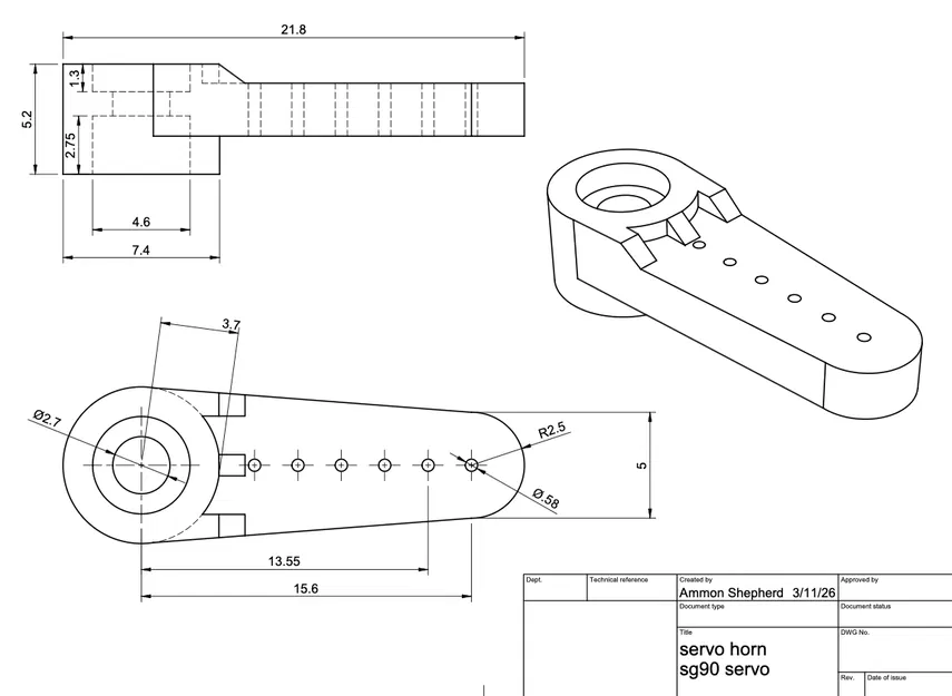 Cánh tay đòn Servo Horn cho động cơ SG90 - File in 3D chi tiết - Image 2
