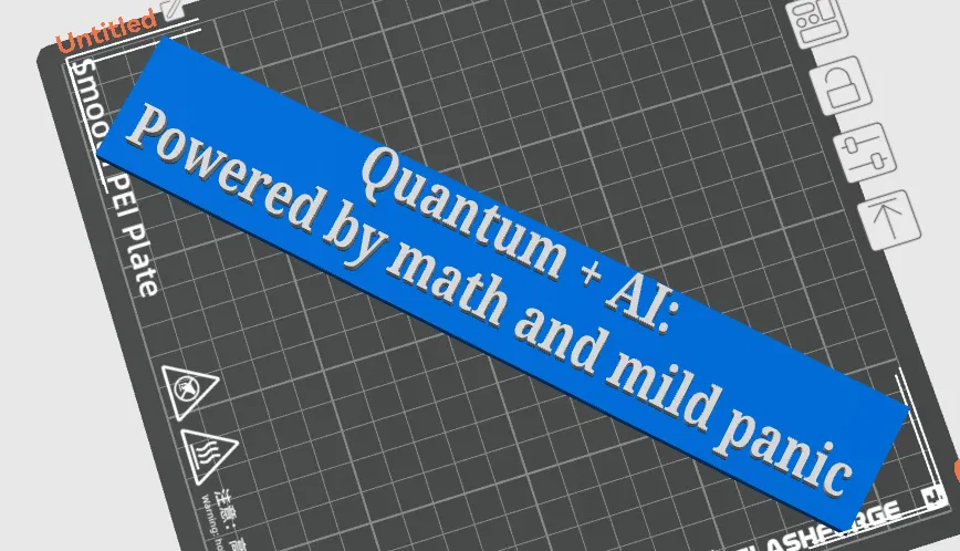 Bảng hiệu trang trí bàn làm việc Quantum + AI cực hài hước - Image 1