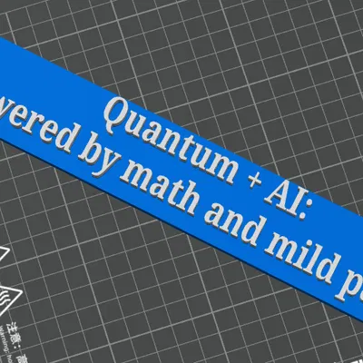 Bảng hiệu trang trí bàn làm việc Quantum + AI cực hài hước