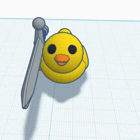 Mô hình 3D chú vịt vàng cầm kiếm siêu đáng yêu