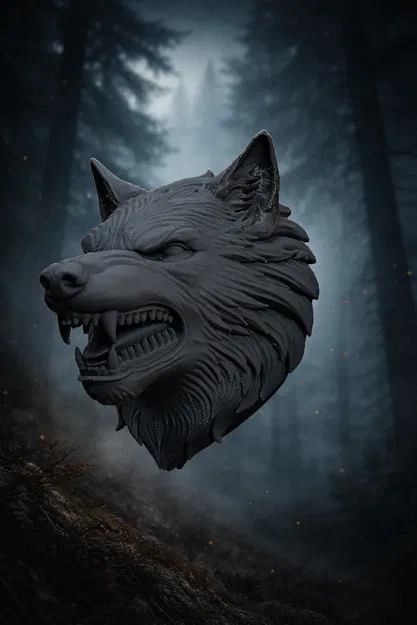 Mô hình đầu sói trang trí treo tường 3D độc đáo - Image 1