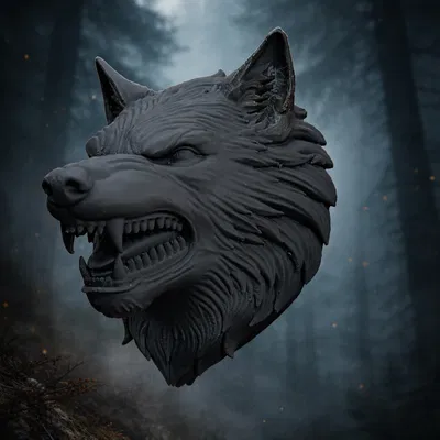 Mô hình đầu sói trang trí treo tường 3D độc đáo