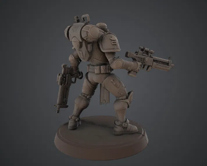 Mô hình 3D chiến binh hạng nặng phong cách Sci-Fi 02 cho Wargaming - Image 2