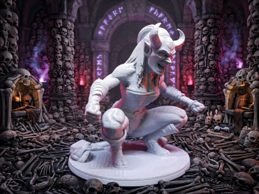 Mô hình Nữ Chiến Binh Đeo Mặt Nạ Oni – Tượng Fantasy RPG (File STL) - Image 1