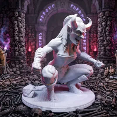 Mô hình Nữ Chiến Binh Đeo Mặt Nạ Oni – Tượng Fantasy RPG (File STL)