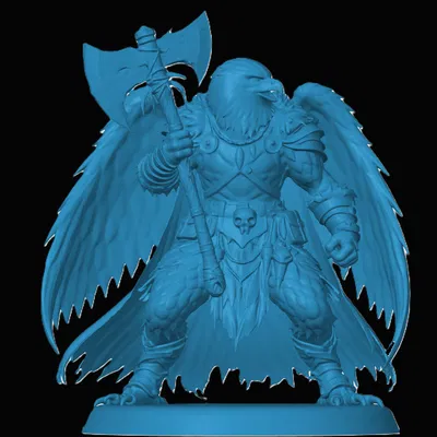 Mô hình Aarakocra Barbarian 3D cho D&D và Tabletop RPG