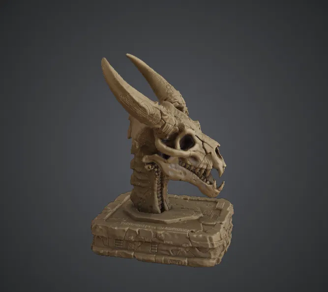 Demonic Horned Skull Trophy – Tượng Hộp Sọ Quái Vật Dark Fantasy - Image 2
