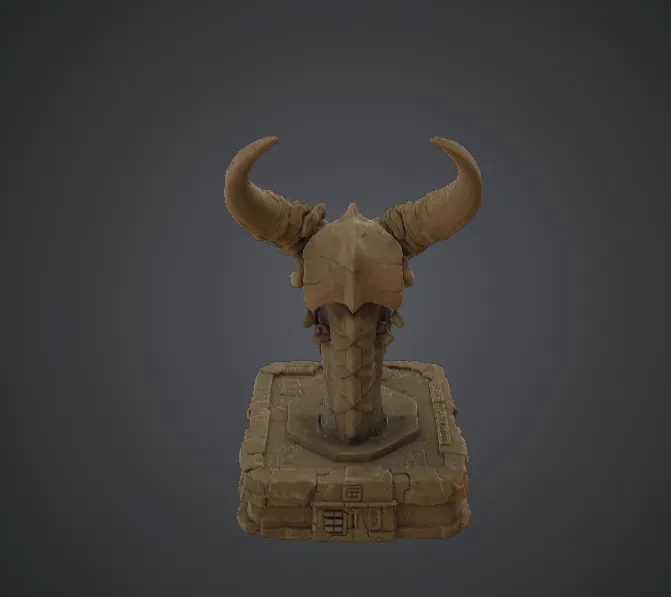 Demonic Horned Skull Trophy – Tượng Hộp Sọ Quái Vật Dark Fantasy - Image 3