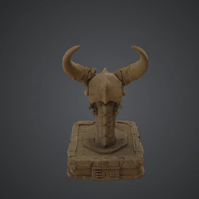 Demonic Horned Skull Trophy – Tượng Hộp Sọ Quái Vật Dark Fantasy