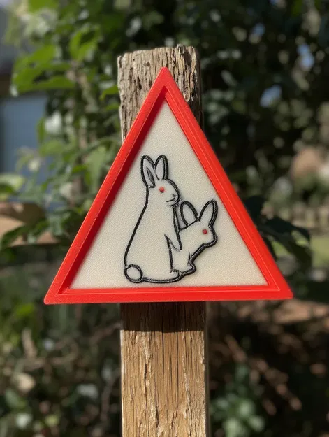 Biển Cảnh Báo Thỏ – Đồ Trang Trí Ngoài Trời Độc Đáo - Image 1