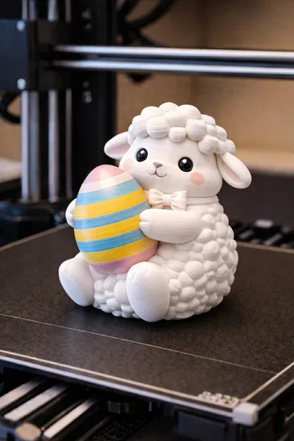 Mô hình trang trí Cừu con ôm trứng mừng lễ Phục sinh - Image 1