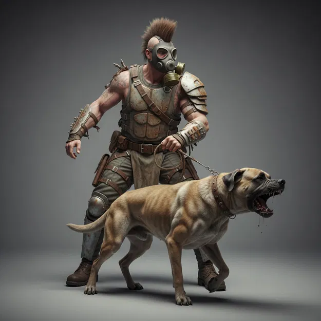 Mô hình chiến binh hậu tận thế Mad Max 13 cùng chó chiến - Image 1