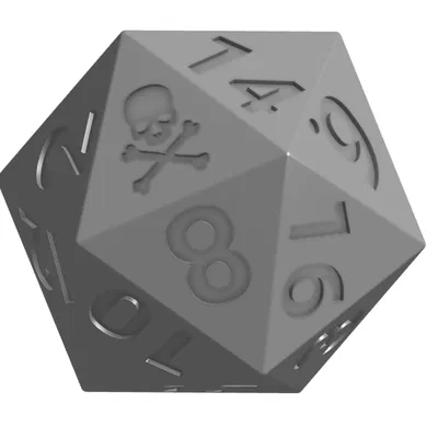 Xúc xắc D20 Đầu Lâu - Xúc xắc rỗng bị nguyền rủa