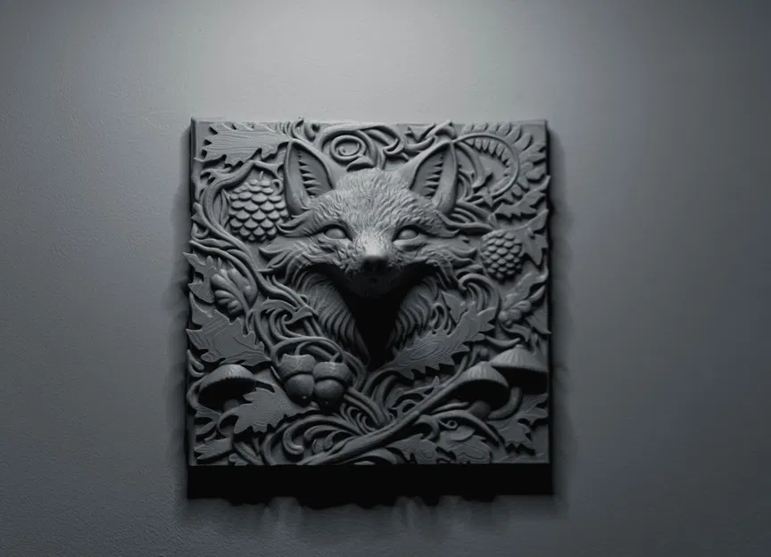 Mô hình 3D Phù điêu hình cáo The Fox Relief trang trí tường nhà - Image 1